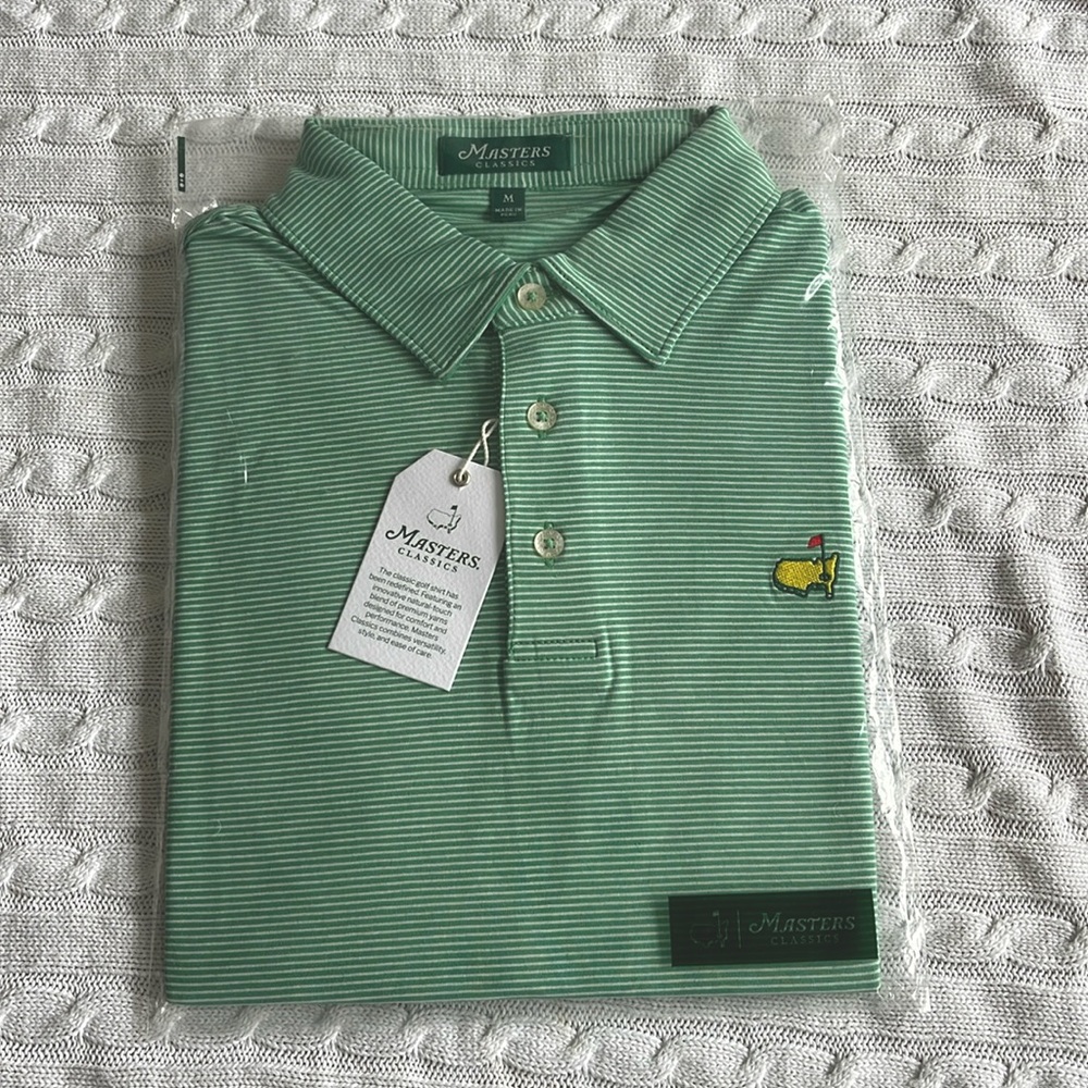 MASTERS NEW WITH TAGS men’s polo medium green stripe masters classics